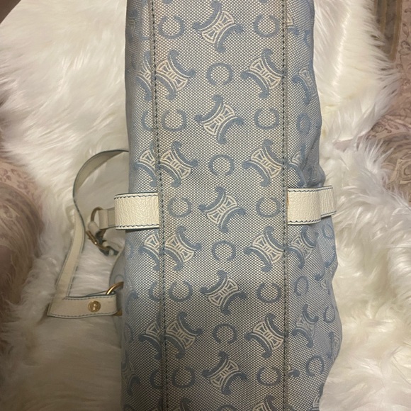 Authentic Celine Blue/White hobo Monogram Canvas and Leather Satchel - Picture 9 of 10